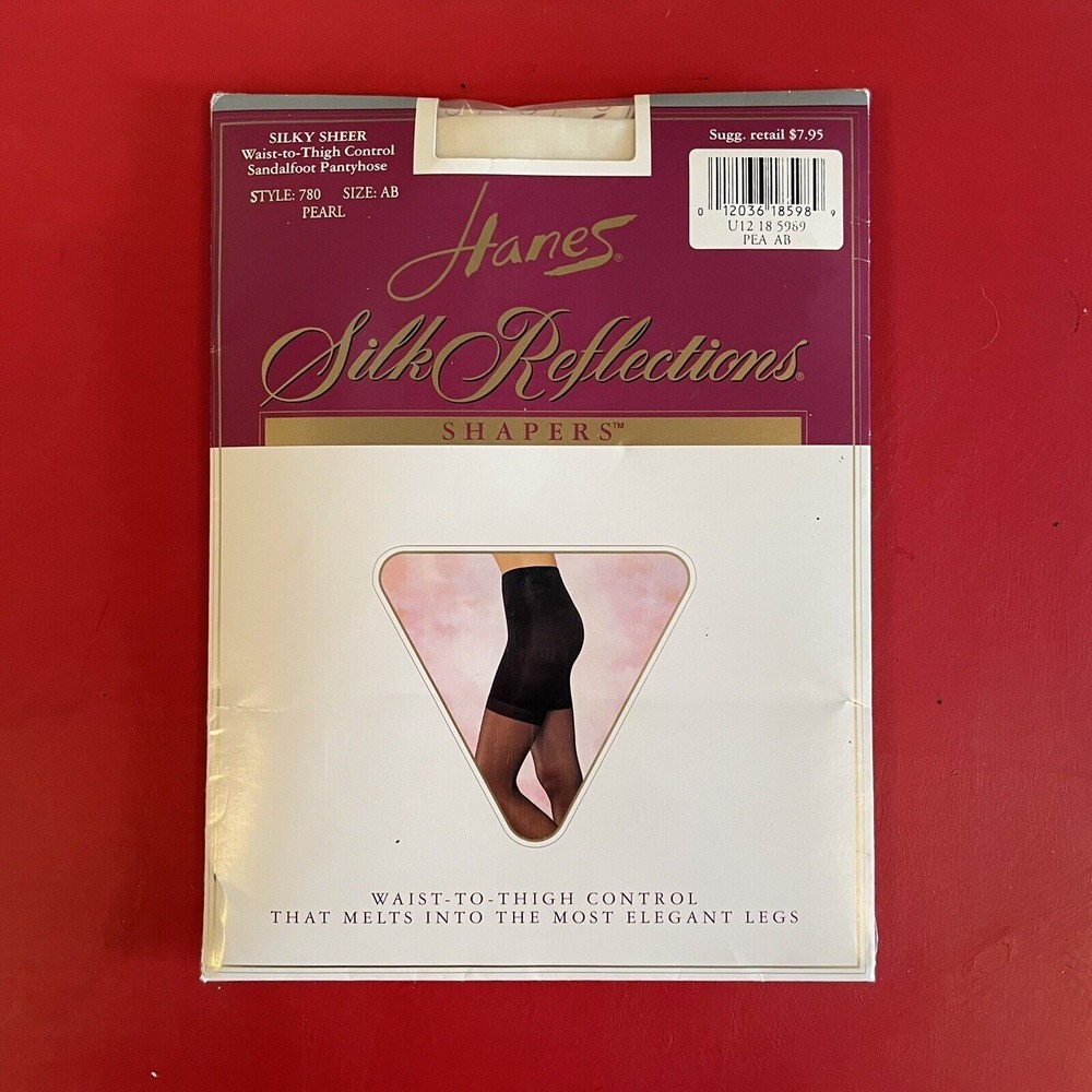 Hanes Silk Reflections Shapers Vintage‎ Pantyhose Shaper Size AB Color Pearl